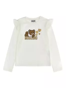 Футболка с принтом Leo Teddy Moschino Kids, белый