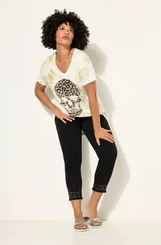 Футболка с принтом LEO-TOTENKOPF, V-AUSSCHNITT HALBARM Angel of Style, белый