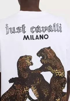 Футболка с принтом LEOPARD Just Cavalli, белый