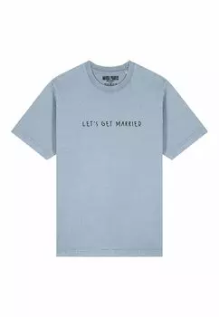 Футболка с принтом LETS GET MARRIED PRINT HEAVYWEIGHT Mira Paris, светло-голубой