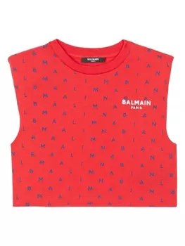 Футболка с принтом Letters Balmain Kids, красный