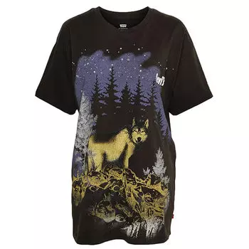 Футболка с принтом Levi's, черный/стальной синий/золотой