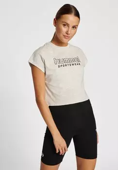 Футболка с принтом LGC JUNE CROPPED Hummel, цвет tofu melange