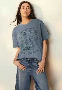 Футболка с принтом LICENSE JOHNNY CASH WESTERN GRAPHIC BAND Next, синий