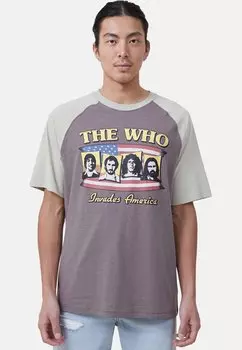 футболка с принтом License Raglan Cotton On, цвет lcn bra washed chocolate pale sand the who -