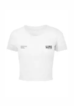 Футболка с принтом LIFE CROPPED Merchcode, белый