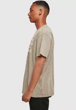 Футболка с принтом LIFE IS BETTER ACID WASHED HEAVY Merchcode, хаки