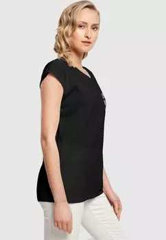 Футболка с принтом LIFE IS BETTER EXTENDED SHOULDER Merchcode, черный