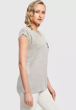 Футболка с принтом LIFE IS BETTER EXTENDED SHOULDER Merchcode, серый