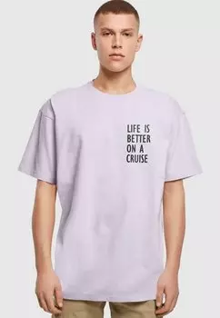Футболка с принтом LIFE IS BETTER HEAVY OVERSIZED Merchcode, цвет lilac