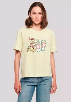 Футболка с принтом LIFE IS BETTER IN FLIP FLOPS F4NT4STIC, желтый