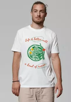 Футболка с принтом LIFE IS BETTER WITH RAMEN watapparel, белый