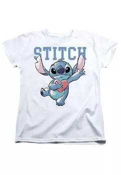 Футболка с принтом LILO AND STITCH CLUTCHING HEARTS Disney, белый