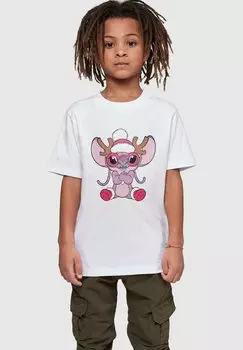 Футболка с принтом LILO AND STITCH REINDEER ABSOLUTE CULT, цвет white