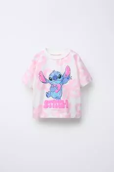 Футболка с принтом lilo & stitch disney ZARA, устрично-белый