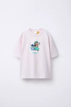Футболка с принтом lilo & stitch disney ZARA, розовый