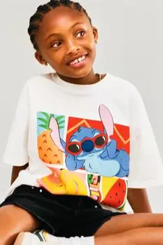 Футболка с принтом lilo & stitch disney ZARA, белый