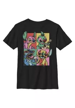 Футболка с принтом Lilo & Stitch Grunge Stitch Disney, черный