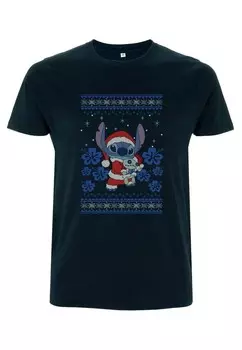 Футболка с принтом LILO STITCH HOLIDAY STITCH UNISEX Henry Tiger, темно-синий