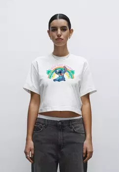 Футболка с принтом LILO & STITCH KAWAII STITCH Disney, белый