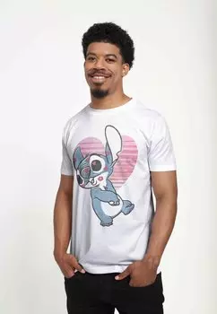 Футболка с принтом Lilo & Stitch Kissy Faced Unisex Disney, белая