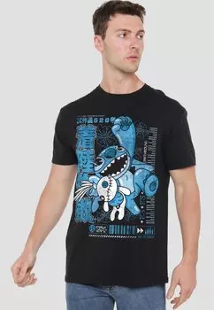 Футболка с принтом LILO STITCH MANGA JUMP Disney, черный