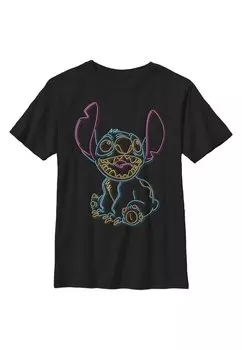 Футболка с принтом Lilo & Stitch Neon Stitch Disney, черный