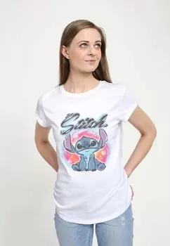 Футболка с принтом LILO & STITCH STITCH AIRBRUSH Disney, белый
