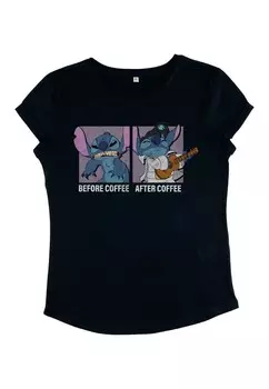 Футболка с принтом LILO & STITCH STITCH COFFEE Disney, темно-синий
