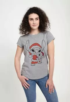 Футболка с принтом LILO & STITCH STITCH HOLIDAY FILL Henry Tiger, цвет Mottled Light Grey