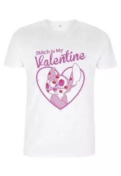 Футболка с принтом LILO & STITCH STITCH VALENTINE UNISEX Disney, белый