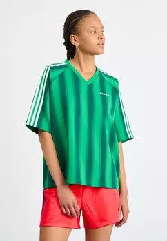 Футболка с принтом LINEAR TEE Adidas Originals, зеленый