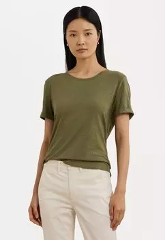 Футболка с принтом LINEN BLEND JERSEY SHORT SLEEVE TEE Lauren Ralph Lauren, светло-зеленый