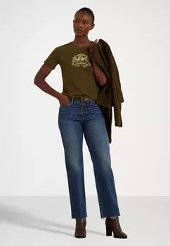 Футболка с принтом LION CREST COTTON JERSEY TEE Lauren Ralph Lauren, зеленый