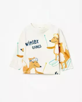 Футболка с принтом лисы Sfera, мультиколор