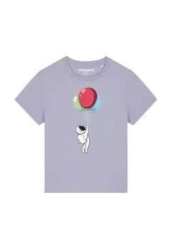 Футболка с принтом LITTLE BALLOON ASTRONAUT watapparel, фиолетовый
