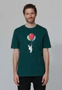 Футболка с принтом LITTLE BALLOON ASTRONAUT watapparel, темно-зеленый