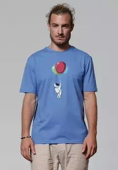 Футболка с принтом LITTLE BALLOON ASTRONAUT watapparel, светло-голубой