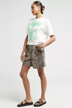 Футболка с принтом «Location» из смеси хлопка и льна River Island, белый