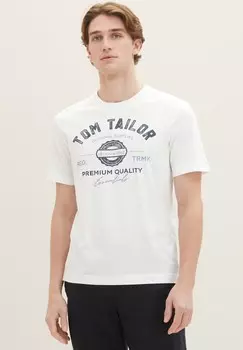 Футболка с принтом LOGO 2 PACK TOM TAILOR, цвет White Denim