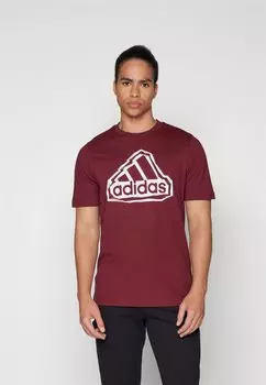 Футболка с принтом LOGO adidas Sportswear, цвет shadow red
