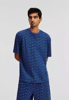 Футболка с принтом LOGO ALL-OVER PRINT KARL LAGERFELD, цвет elongated logo pattern blue