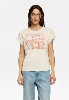Футболка с принтом LOGO BORDADO CUENTAS Bimba Y Lola, кремовый
