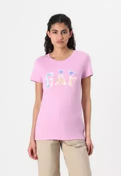 Футболка с принтом LOGO CLASSIC TEE GAP, розовый
