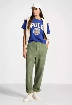 Футболка с принтом LOGO CREST COTTON JERSEY TEE Polo Ralph Lauren, синий