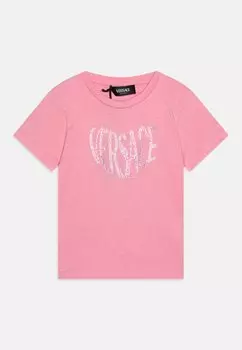 Футболка с принтом Logo Embroidery Versace, цвет pink/rose