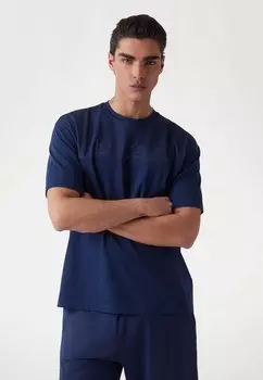 Футболка с принтом LOGO Guess, темно-синий