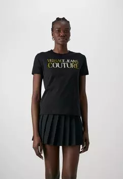 Футболка с принтом LOGO GUMMY GLITTER Versace Jeans Couture, черный