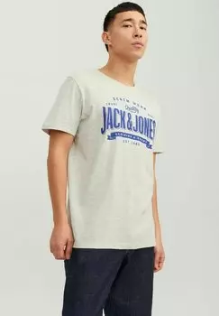 Футболка с принтом LOGO Jack & Jones, белый меланж