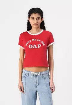 Футболка с принтом LOGO MEET ME CROP CREW GAP, красный